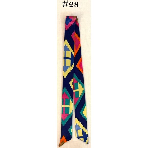 Slim Scarf Multicolor Geometric Aztec Pattern Bright Bold Lightweight No28 - Picture 5 of 8